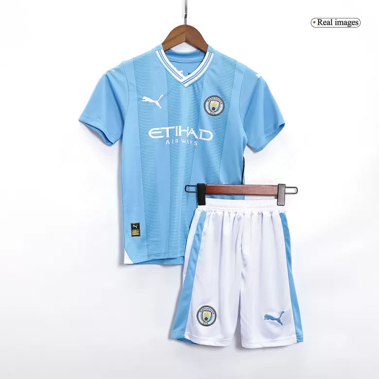 Manchester City Home Jersey Kit 2023/24 Kids(Jersey+Shorts) - gojersey