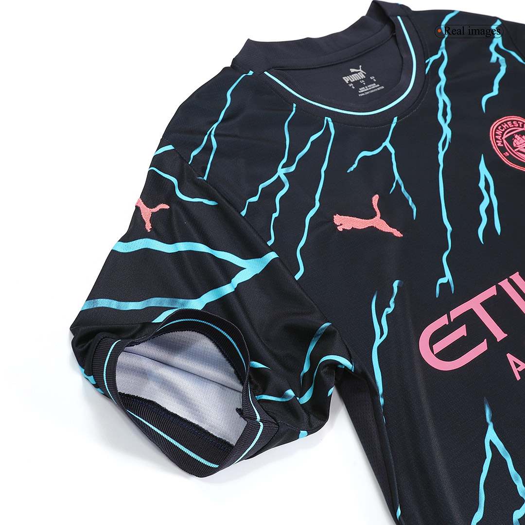 Puma Manchester City Away Shirt 2023-24 Long Sleeve with J.Alvarez 19 Printing