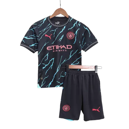 Manchester City Third Away Jersey Kit 2023/24 Kids(Jersey+Shorts) - gojersey