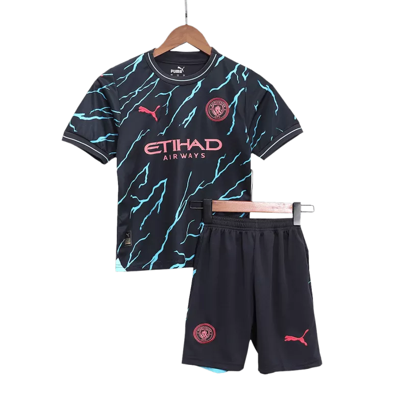 Manchester City Third Away Jersey Kit 2023/24 Kids(Jersey+Shorts) - gojersey