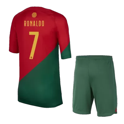 Portugal RONALDO #7 Home Jersey Kit 2022/23 Kids(Jersey+Shorts) - gojersey