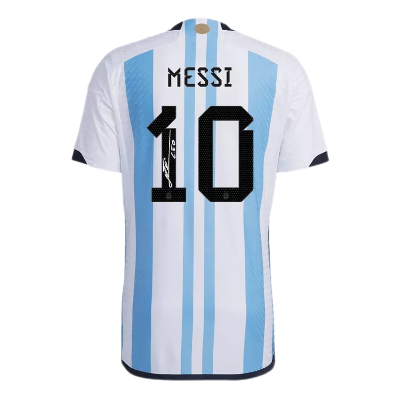 Argentina Three Star SignMESSI #10 Home Jersey Authentic 2022 - gojersey