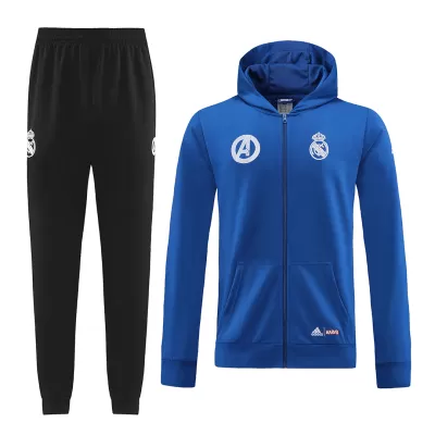 Real Madrid Hoodie Sweatshirt Kit 2022/23 - Blue (Top+Pants) - gojersey
