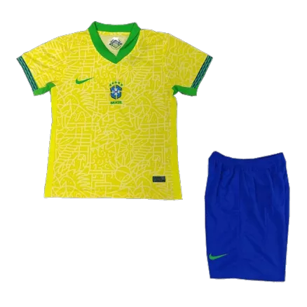 Brazil Home Jersey Kit 2024 Kids(Jersey+Shorts) - gojersey