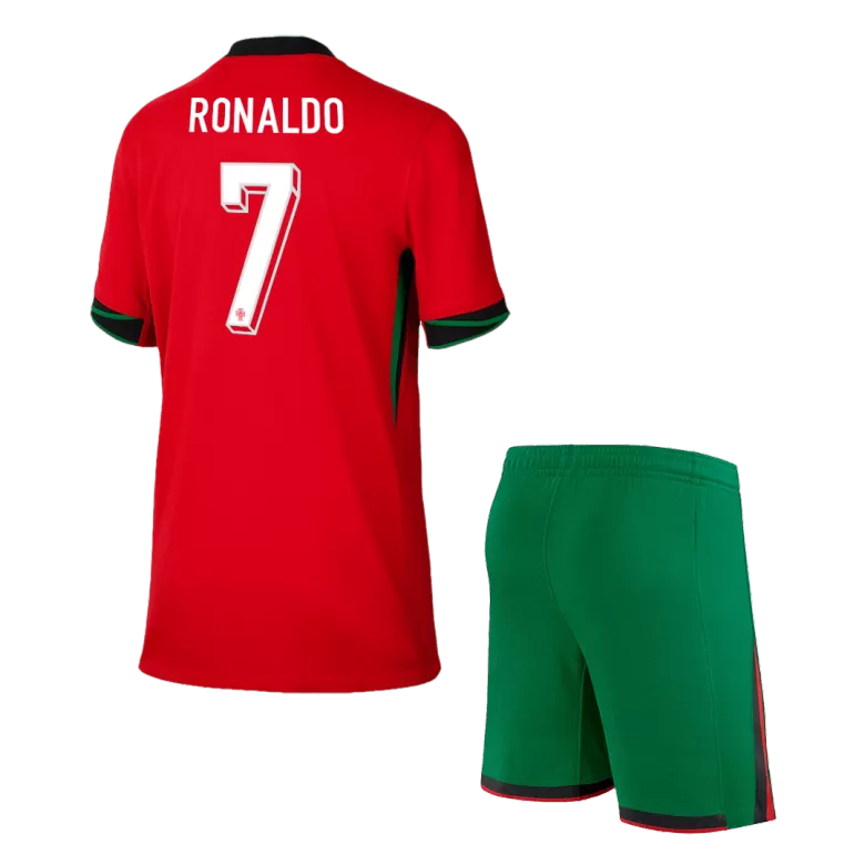 Portugal RONALDO #7 Home Jersey Kit EURO 2024 Kids(Jersey+Shorts) - gojersey
