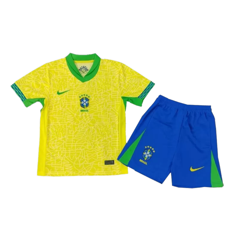 Brazil Home Jersey Kit Copa America 2024 Kids(Jersey+Shorts) - gojersey