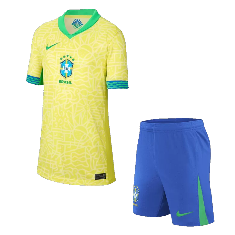 Brazil Home Jersey Kit Copa America 2024 Kids(Jersey+Shorts) - gojersey