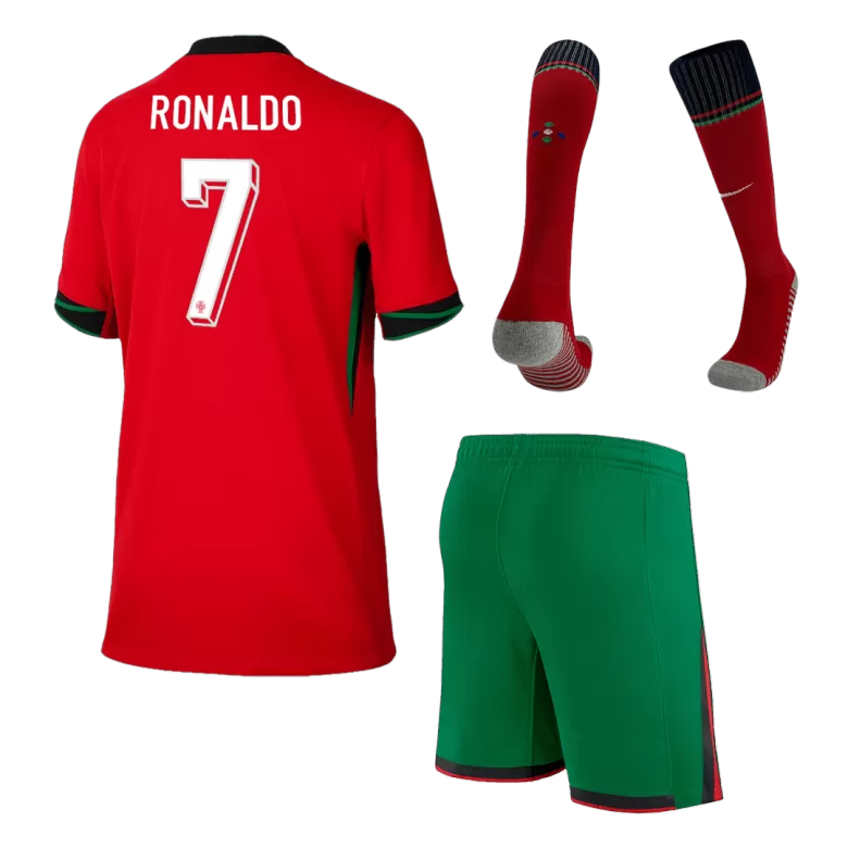 Portugal RONALDO #7 Home Jersey Kit EURO 2024 Kids(Jersey+Shorts+Socks) - gojersey