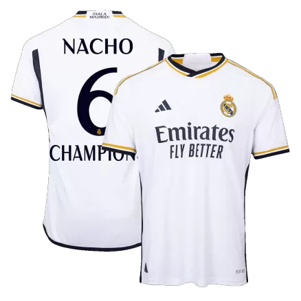 Real Madrid NACHO #6 CHAMPIONS Home Jersey Authentic 2023/24 - gojersey