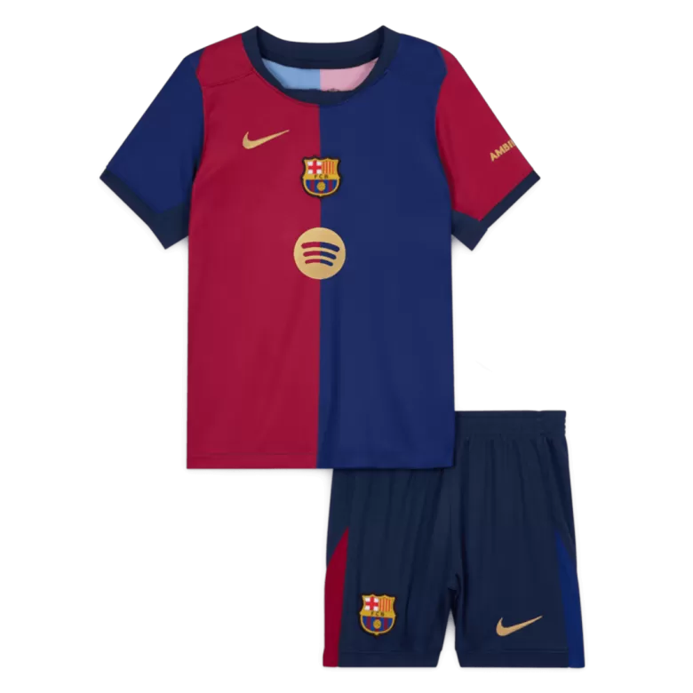 Barcelona Home Jersey Kit 2024/25 Kids(Jersey+Shorts) Spotify Logo Without Text - gojersey