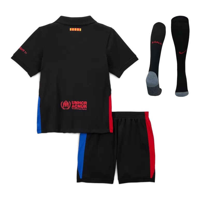 Barcelona Away Soccer Jersey Kit 2024/25 Kids(Jersey+Shorts+Socks) - Spotify Logo Without Text - gojersey