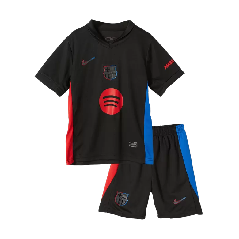 Barcelona Away Soccer Jersey Kit 2024/25 Kids(Jersey+Shorts)- Spotify Logo Without Text - gojersey