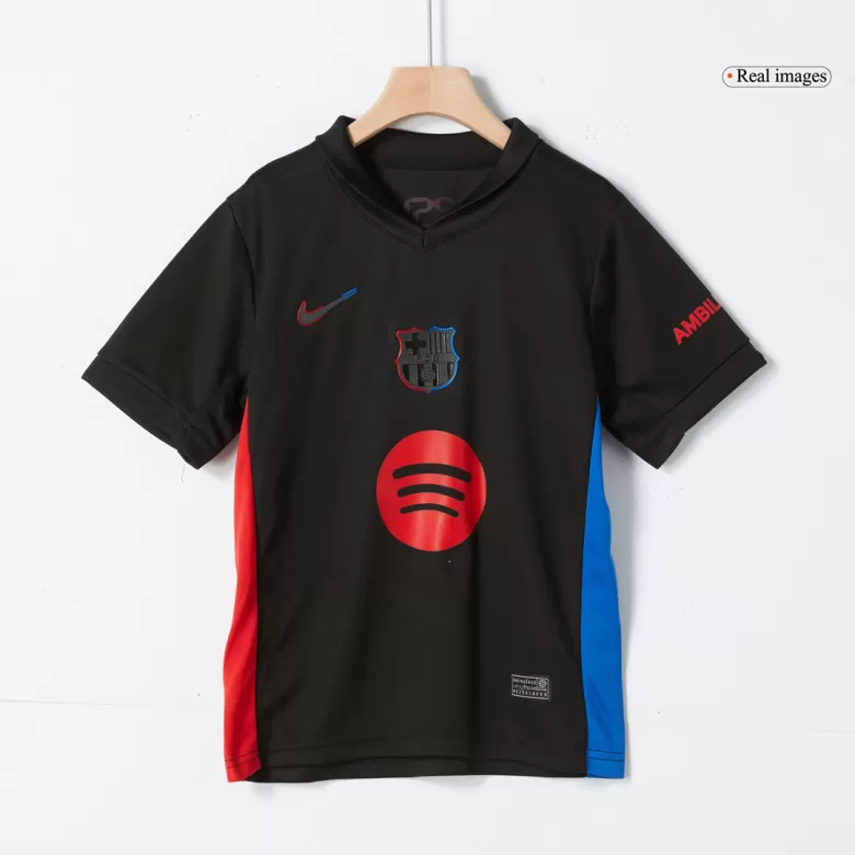 Barcelona Away Soccer Jersey Kit 2024/25 Kids(Jersey+Shorts)- Spotify Logo Without Text - gojersey