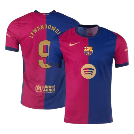 Barcelona LEWANDOWSKI #9 Home Soccer Jersey Authentic 2024/25- Spotify Logo Without Text - gojersey