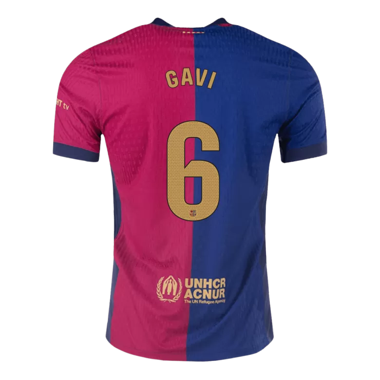 Barcelona GAVI #6 Home Soccer Jersey Authentic 2024/25- Spotify Logo Without Text - gojersey