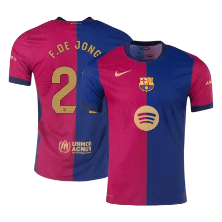 Barcelona F.DE JONG #21 Home Soccer Jersey Authentic 2024/25 - Spotify Logo Without Text - gojersey