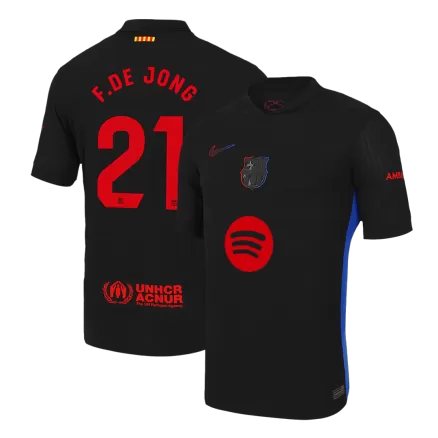 Barcelona F.DE JONG #21 Away Soccer Jersey Authentic 2024/25 - Spotify Logo Without Text - gojersey