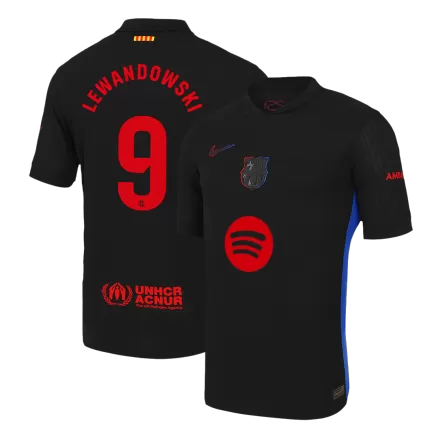 Barcelona LEWANDOWSKI #9 Away Soccer Jersey Authentic 2024/25 - Spotify Logo Without Text - gojersey