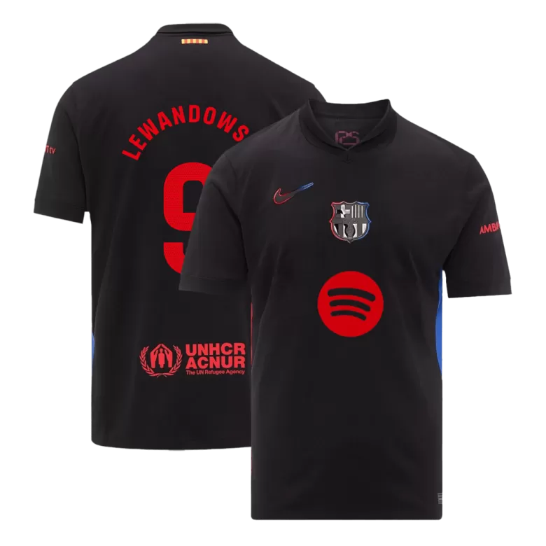 Barcelona LEWANDOWSKI #9 Away Soccer Jersey 2024/25- Spotify Logo Without Text - gojersey