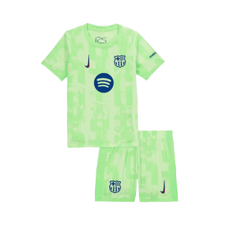 Barcelona Third Away Soccer Jersey Kit 2024/25 Kids(Jersey+Shorts) - UCL (Spotify Logo Without Text) - gojersey