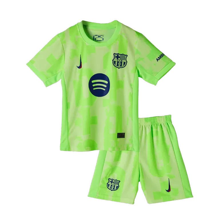 Barcelona Third Away Soccer Jersey Kit 2024/25 Kids(Jersey+Shorts) - UCL (Spotify Logo Without Text) - gojersey