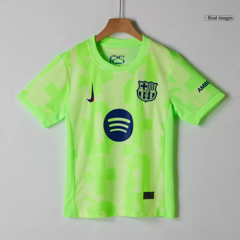 Barcelona Third Away Soccer Jersey Kit 2024/25 Kids(Jersey+Shorts) - UCL (Spotify Logo Without Text) - gojersey