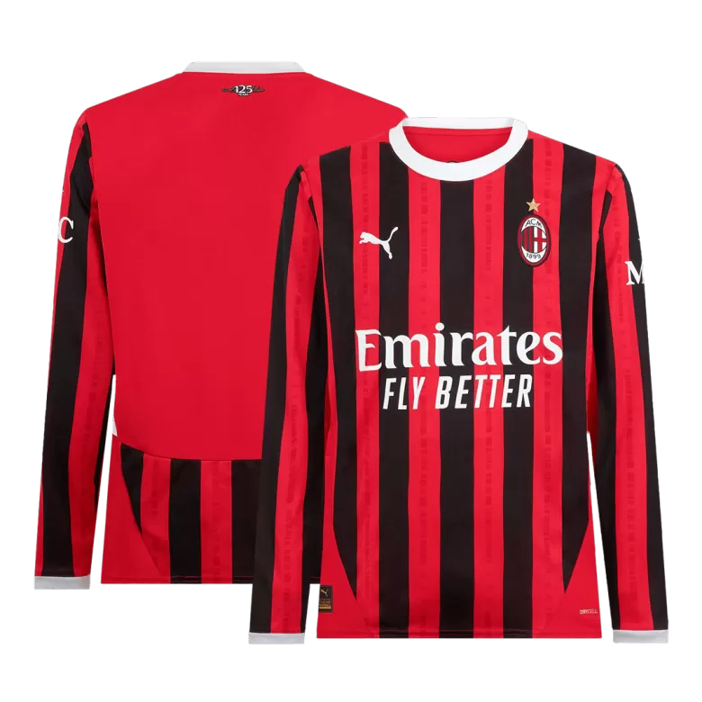 AC Milan Long Sleeve Home Soccer Jersey 2024/25 - gojersey