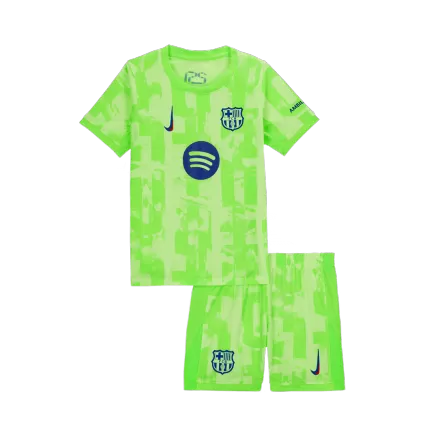 Barcelona Third Away Soccer Jersey Kit 2024/25 Kids(Jersey+Shorts) - UCL (Spotify Logo Without Text) - gojersey