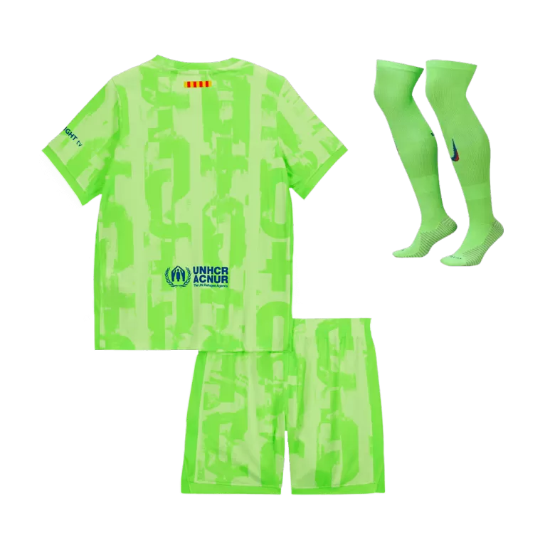 Barcelona Third Away Soccer Jersey Kit 2024/25 Kids(Jersey+Shorts+Socks) - UCL (Spotify Logo Without Text) - gojersey