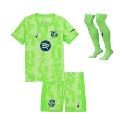 Barcelona Third Away Soccer Jersey Kit 2024/25 Kids(Jersey+Shorts+Socks) - UCL (Spotify Logo Without Text) - gojersey