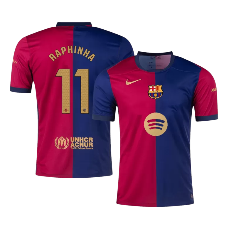 Barcelona RAPHINHA #11 Home Jersey 2024/25 -（Spotify Logo Without Text） - gojersey