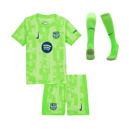 Barcelona Third Away Soccer Jersey Kit 2024/25 Kids(Jersey+Shorts+Socks) - UCL (Spotify Logo Without Text) - gojersey