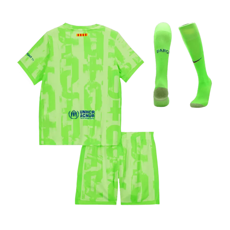 Barcelona Third Away Soccer Jersey Kit 2024/25 Kids(Jersey+Shorts+Socks) - UCL (Spotify Logo Without Text) - gojersey