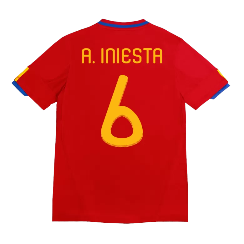 Spain A. INIESTA #6 Home Soccer Jersey Retro 2010 - gojersey