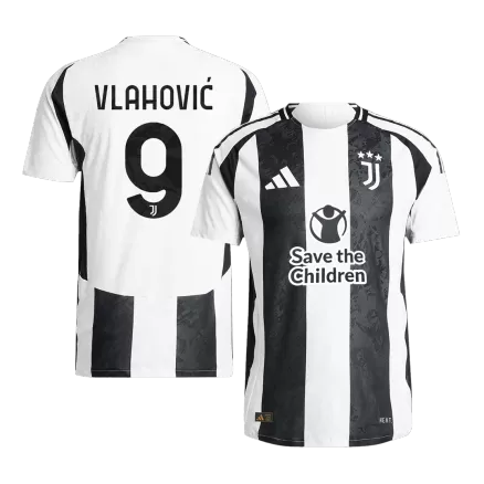 Juventus VLAHOVIĆ #9 Home Soccer Jersey Authentic 2024/25- Save The Children Sponsor - gojersey