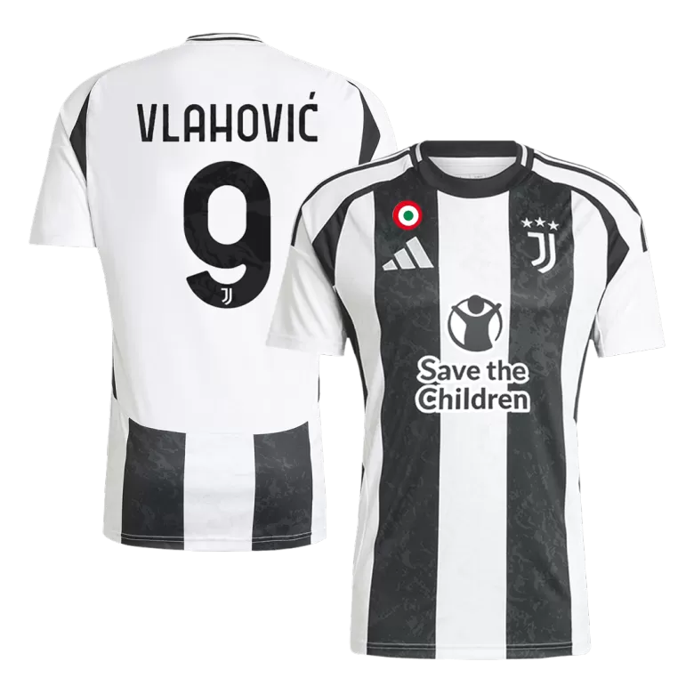 Juventus VLAHOVIĆ #9 Home Soccer Jersey 2024/25 - Save The Children Sponsor  - gojersey