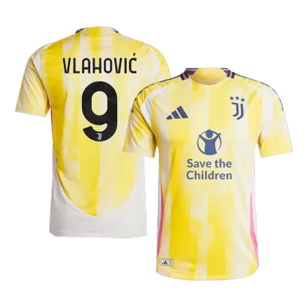 Juventus VLAHOVIĆ #9 Away Soccer Jersey Authentic 2024/25- Save The Children Sponsor - gojersey