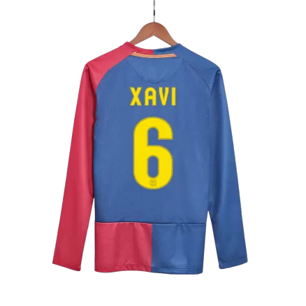 Barcelona XAVI #6 Home Soccer Jersey Retro 2008/09 - Long Sleeve (UCL Final) - gojersey