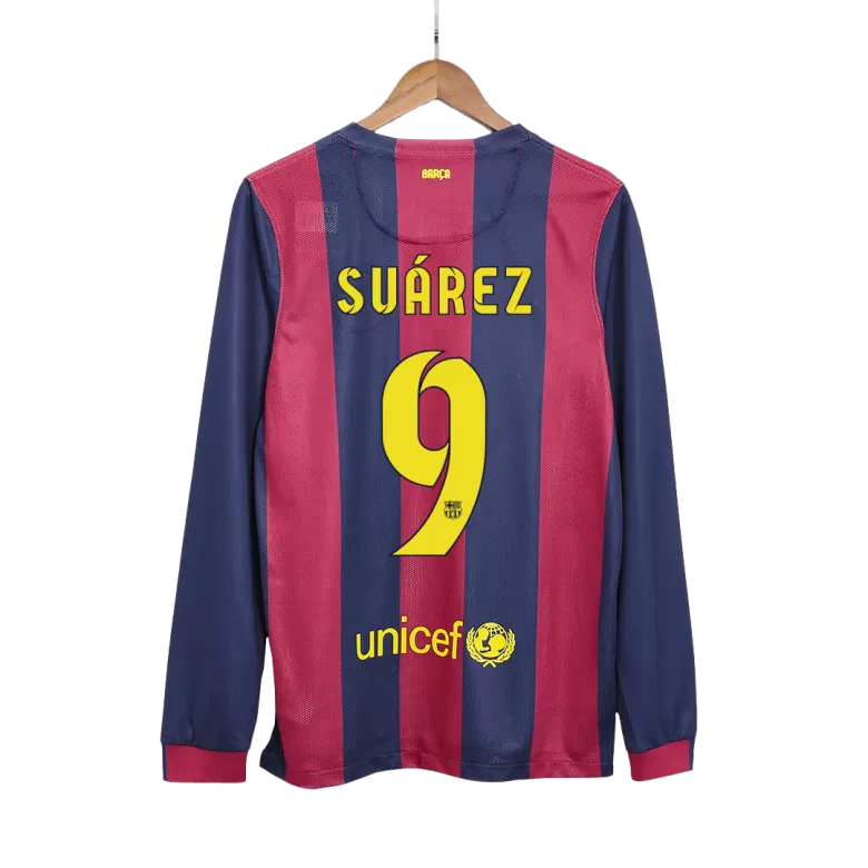 Barcelona SUÁREZ #9 Home Soccer Jersey Retro 2014/15 - Long Sleeve - gojersey