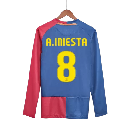 Barcelona A.INIESTA #8 Home Soccer Jersey Retro 2008/09 - Long Sleeve (UCL Final) - gojersey