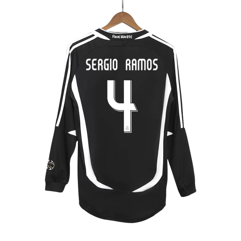 Real Madrid SERGIO RAMOS #4 Long Sleeve Away Soccer Jersey Retro 2006/07 - gojersey