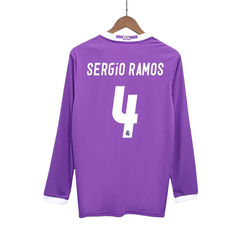 Real Madrid SERGIO RAMOS #4 Away Soccer Jersey Retro 2016/17 - Long Sleeve - gojersey