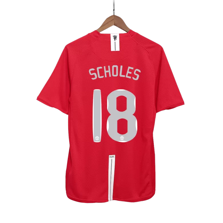 Manchester United SCHOLES #18 Home Soccer Jersey Retro 2007/08 - UCL Final - gojersey