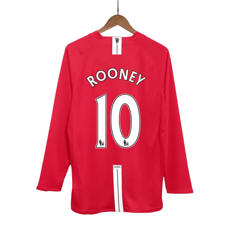 Manchester United ROONEY #10 Home Soccer Jersey Retro 2007/08 - Long Sleeve - gojersey