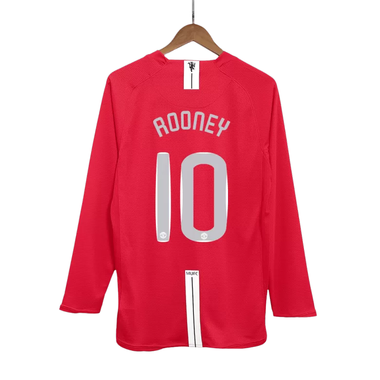 Manchester United ROONEY #10 Home Soccer Jersey Retro 2007/08 - Long Sleeve (UCL Final) - gojersey