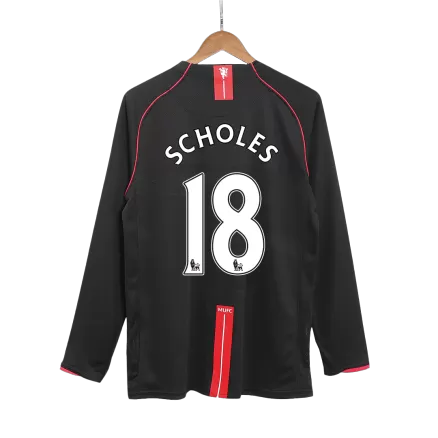 Manchester United SCHOLES #18 Away Soccer Jersey Retro 2007/08 - Long Sleeve - gojersey