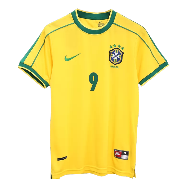 Brazil RONALDO #9 Home Soccer Jersey Retro 1998 - gojersey