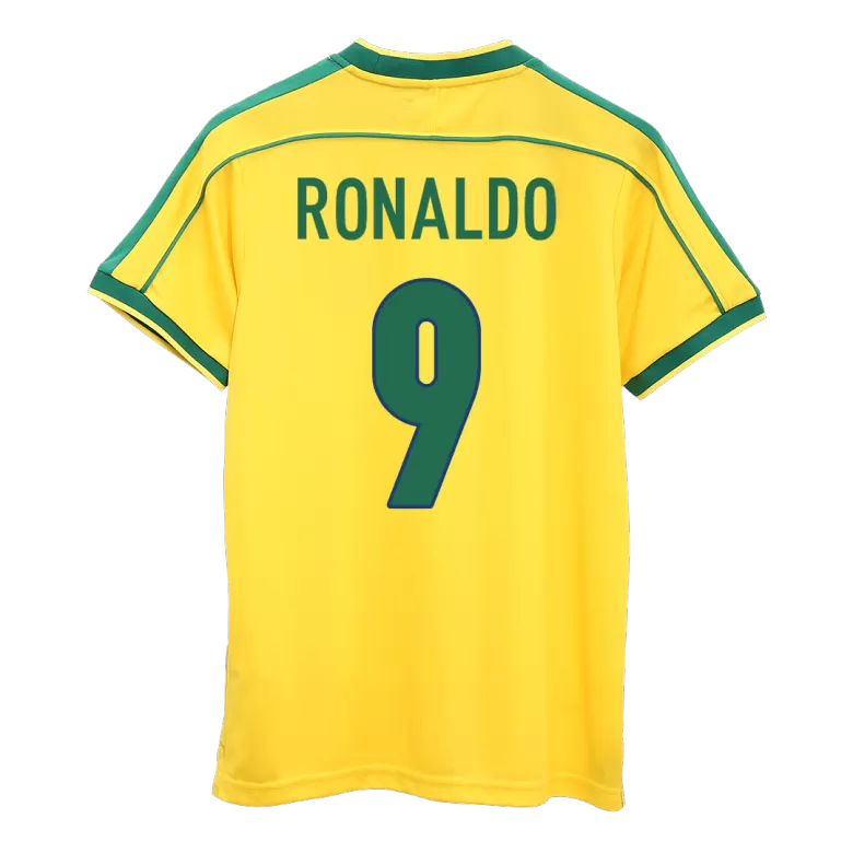 Brazil RONALDO #9 Home Soccer Jersey Retro 1998 - gojersey