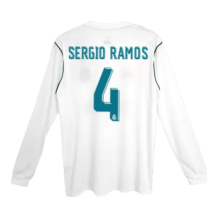 Real Madrid SERGIO RAMOS #4 Home Soccer Jersey Retro 2017/18 - Long Sleeve - gojersey