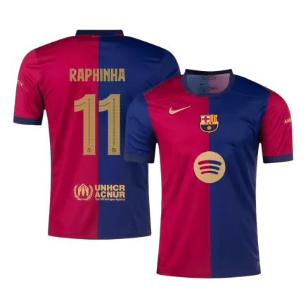 Barcelona RAPHINHA #11 Home Soccer Jersey 2024/25 - UCL Edition(Spotify Logo Without Text) - gojersey